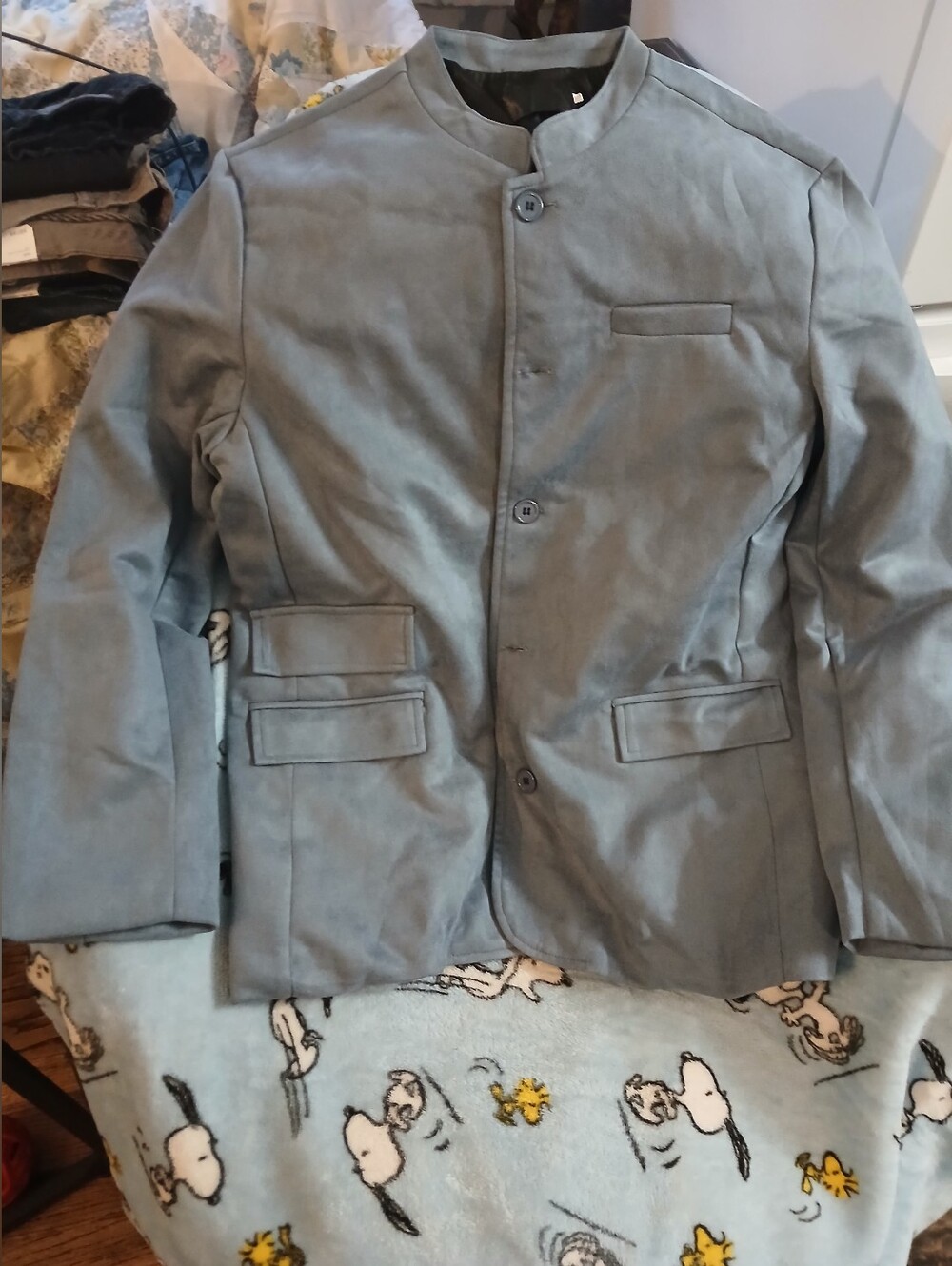 Men's Steel Blue/Gray Stand-Collar Jacket